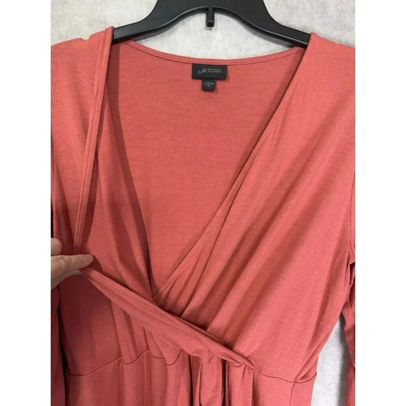 J Jill Tunic Shirt Womens Medium Pink Coral Wearever Collection Faux Wrap 3/4Slv - Picture 6 of 12